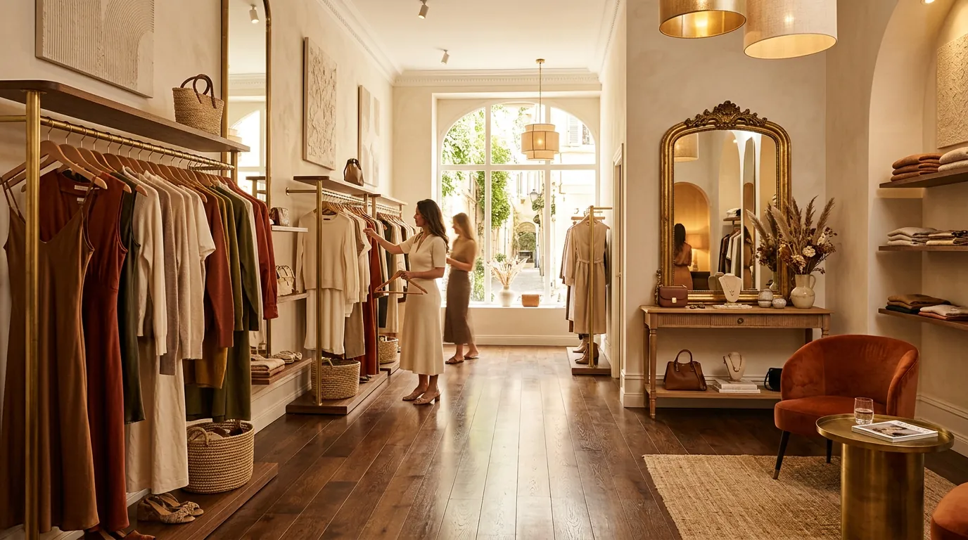 Interior de la boutique Alejandra Fernández en Ginés, Sevilla