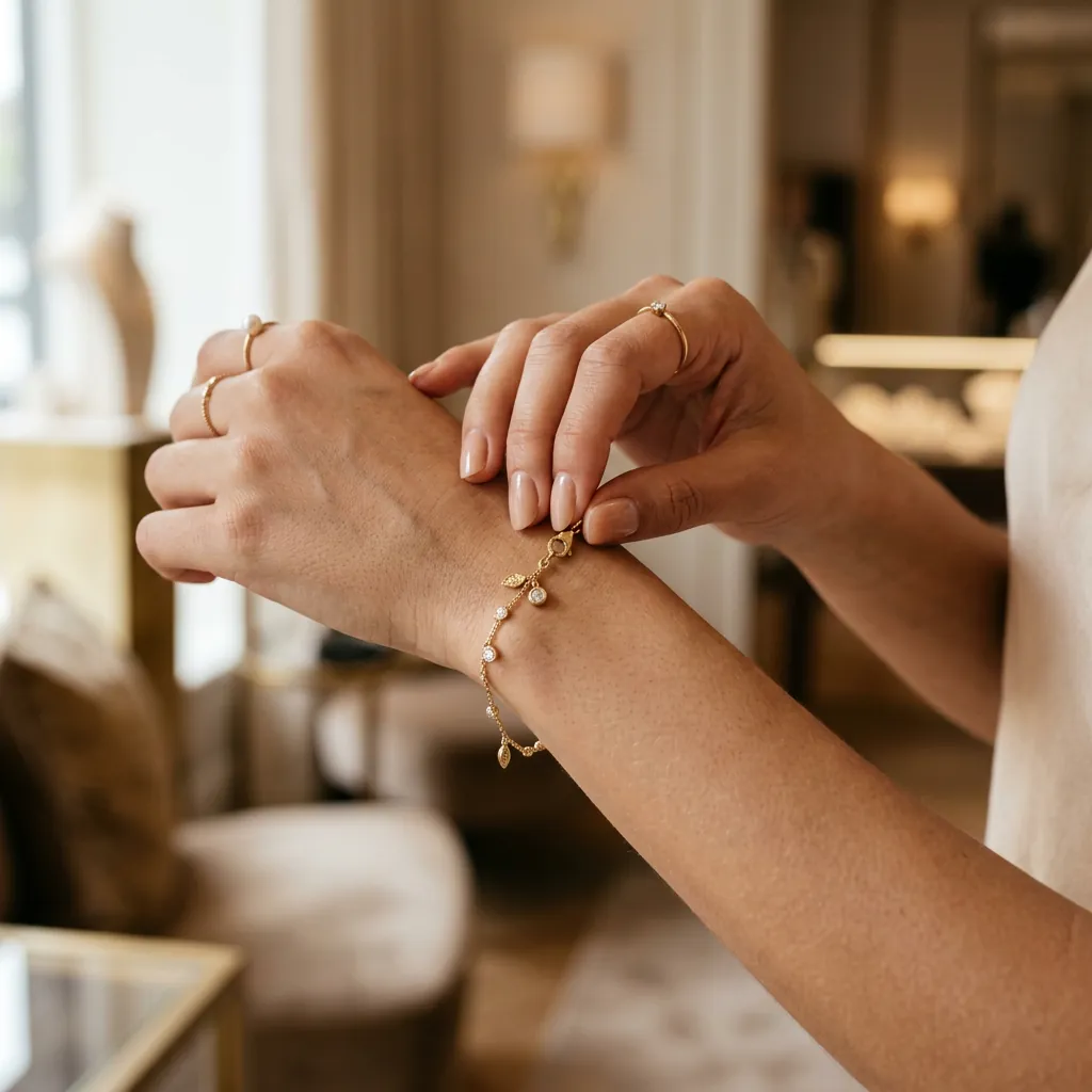Detalle de joyería dorada — Alejandra Fernández