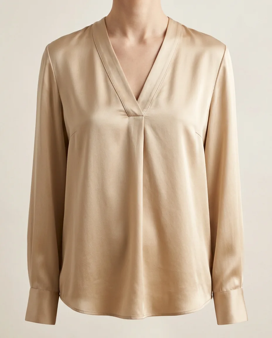 Blusa de seda con escote en V