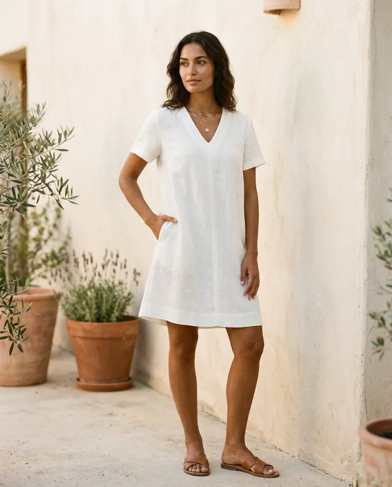 Vestido Corto Lino