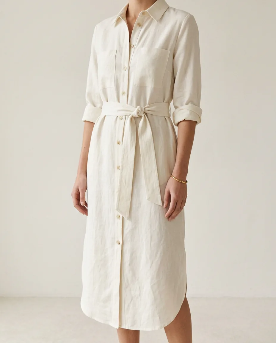 Vestido midi camisero con cinturón